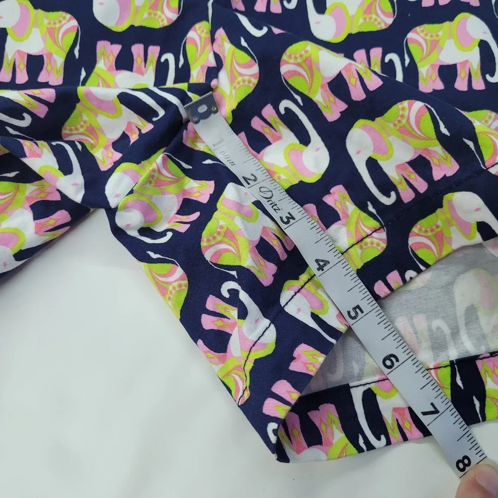 Crown & Ivy Shorts Womens 2 Navy Blue‎ Pink Green Elephant Print Cotton Spandex